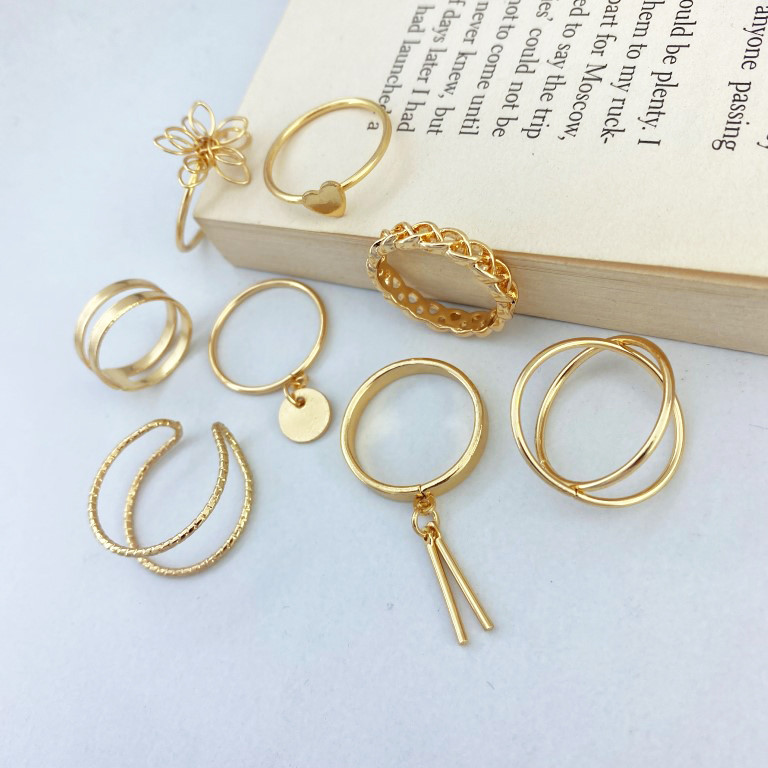 انگشتر زنانه مدل گل کد R4164 مجموعه 8 عددی