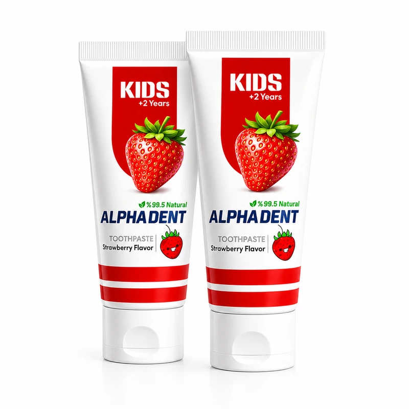 خمیردندان کودک آلفادنت مدل N-G-Strawberry حجم 50 میلی لیتر مجموعه ۲ عددی