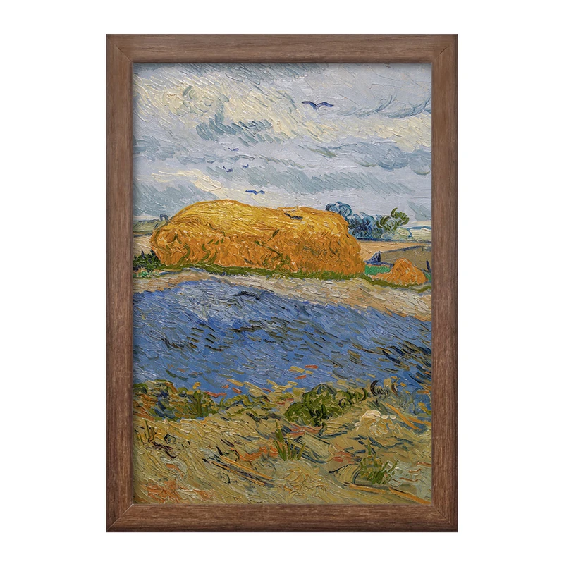 تابلو خندالو طرح انبار کاه زیر آسمان بارانی ونسان ونگوگ (Van Gogh) کد 36791