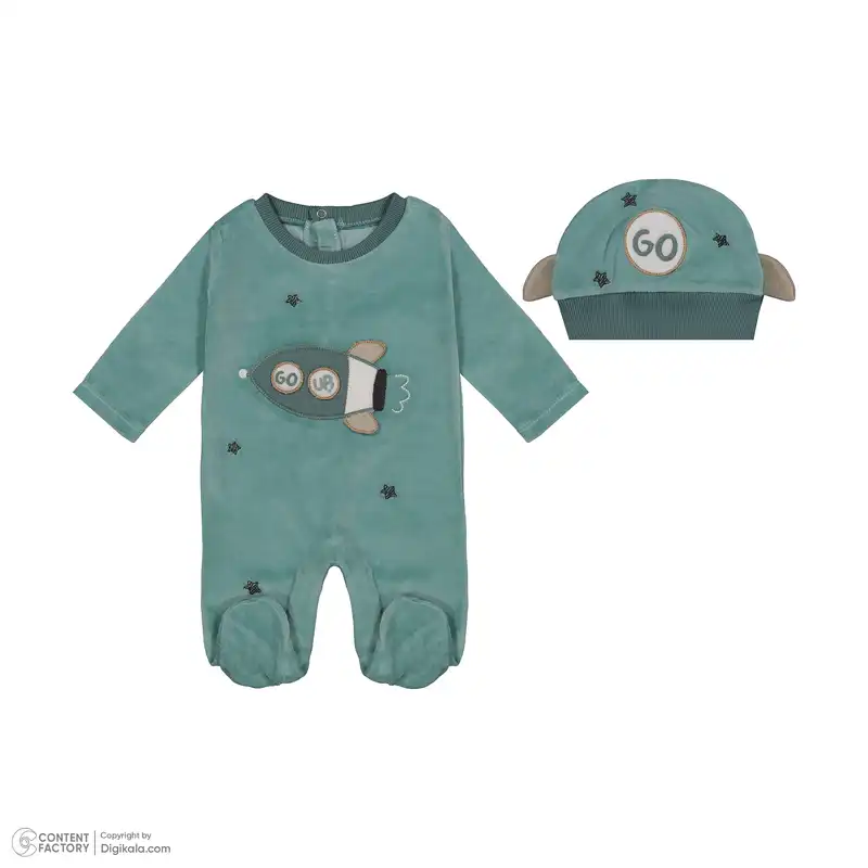 ست سرهمی و کلاه نوزادی پسرانه ایندیگو مدل 23204