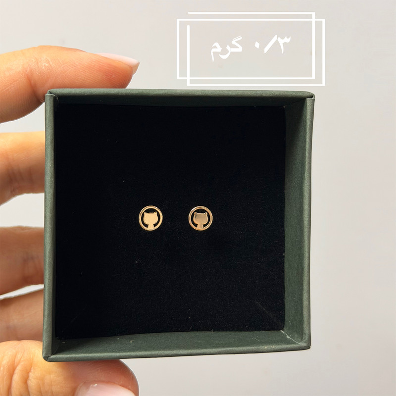 گوشواره طلا 18 عیار زنانه فرشته طرح گربه کد WEL-000438 - 2