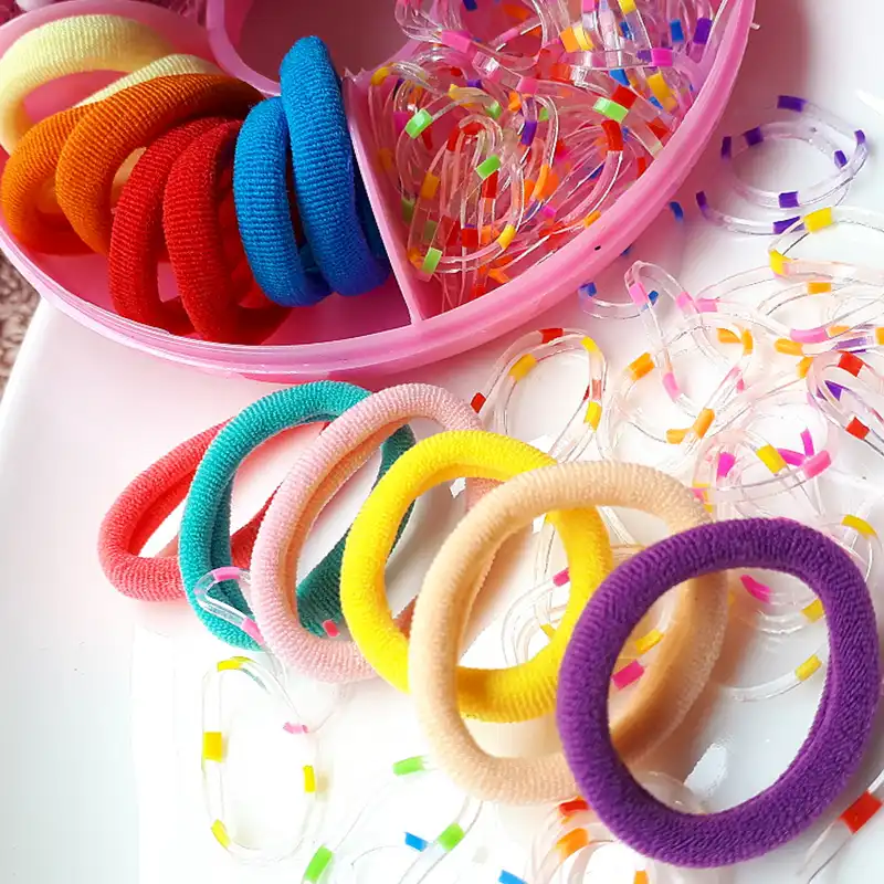 کش مو زنانه مدل چهل گیس خالخالی حوله ای نرم پاستیلی طرح دونات بسته 128 عددی