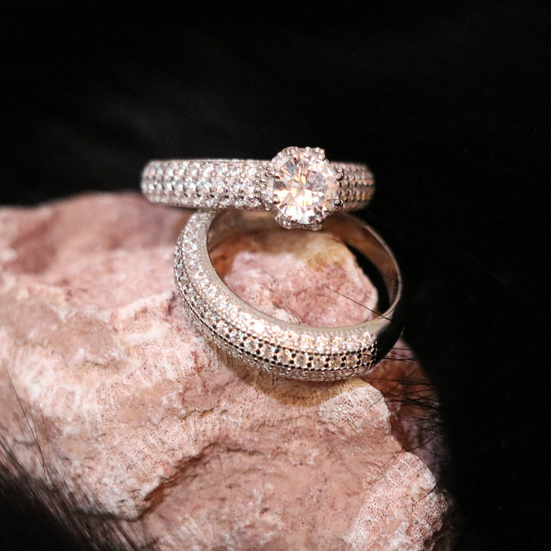 انگشتر نقره زنانه مدل حلقه وپشت حلقه AVN-R48 بسته 2 عددی انگشتر نقره زنانه مدل حلقه وپشت حلقه AVN-R48 بسته 2 عددی