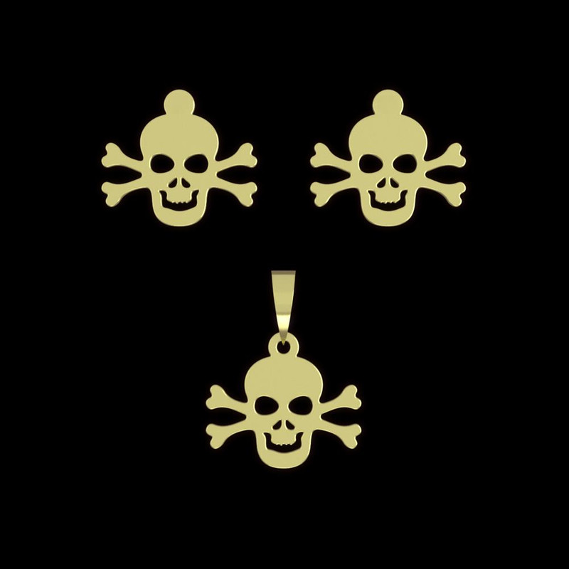 نیم ست طلا 18 عیار زنانه مدوپد مدل جمجمه کد NA11669