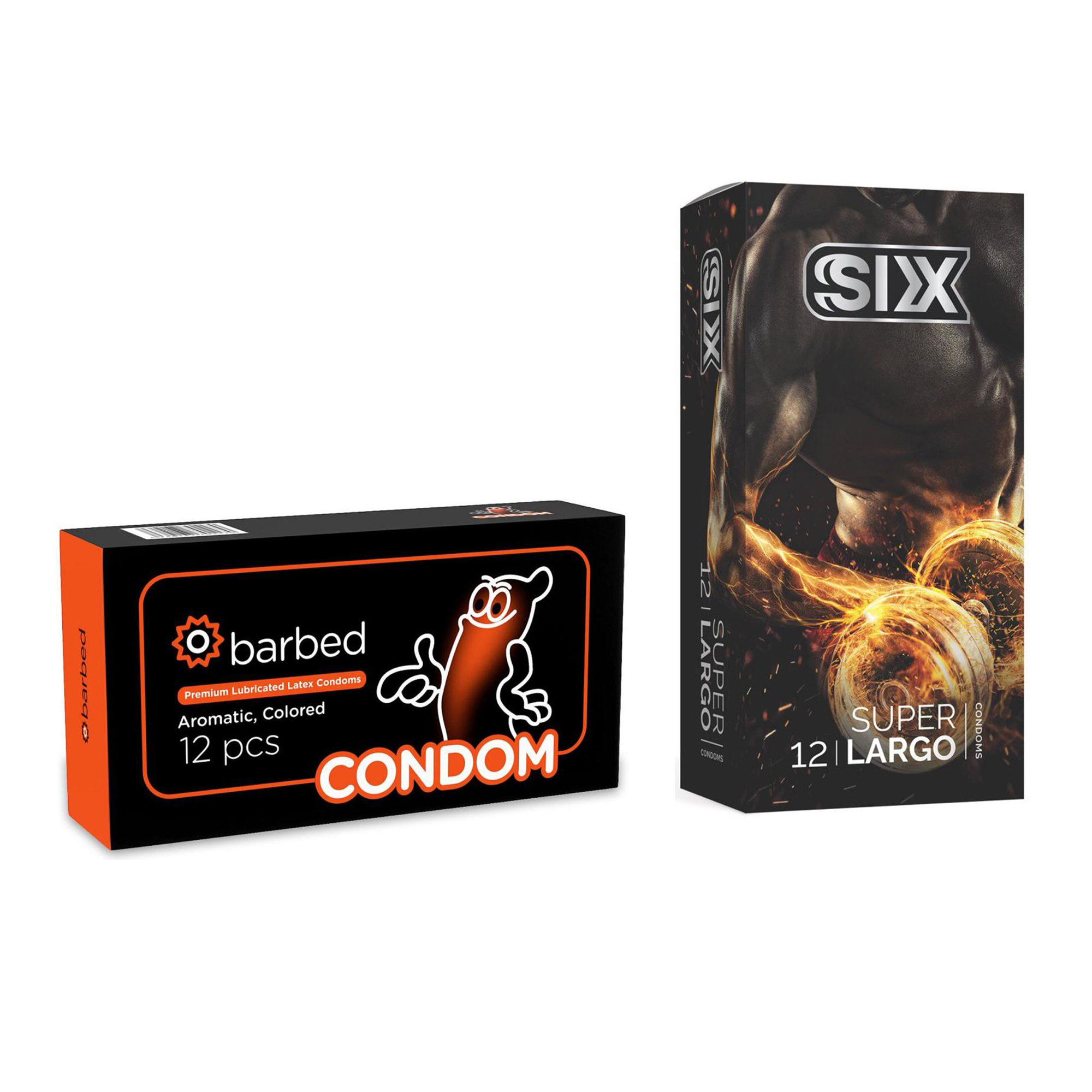 کاندوم سیکس مدل Super Largo بسته 12 عددی به همراه کاندوم کاندوم مدل Barbed بسته 12 عددی