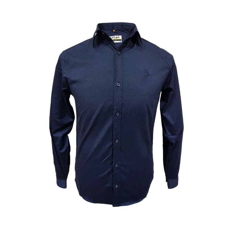 پیراهن آستین بلند مردانه مدل ساتن کد 124086-21 رنگ سرمه ای