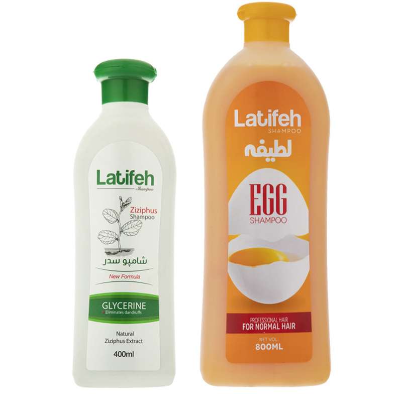 شامپو مو لطیفه مدل سدر و گلیسرین حجم 400 میلی لیتر به همراه شامپو مو لطیفه مدل تخم مرغ حجم 800 میلی لیتر شامپو مو لطیفه مدل سدر و گلیسرین حجم 400 میلی لیتر به همراه شامپو مو لطیفه مدل تخم مرغ حجم 800 میلی لیتر