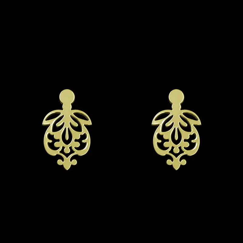 گوشواره طلا 18 عیار زنانه مدوپد مدل اسلیمی کد GA1-15273