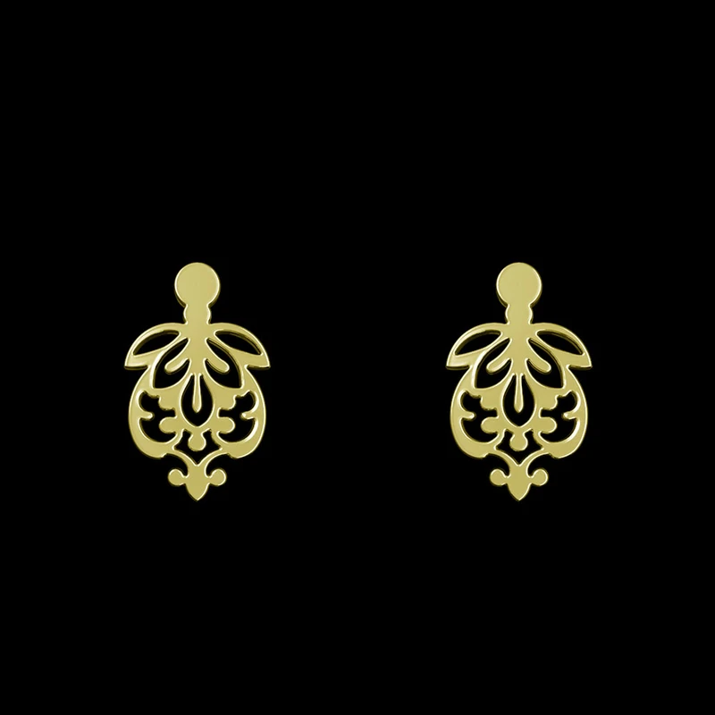 گوشواره طلا 18 عیار زنانه مدوپد مدل اسلیمی کد GA1-15273
