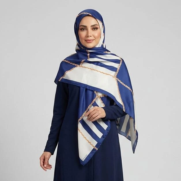 روسری زنانه مدل ابریشم توییل زنجیری کد ana-2823