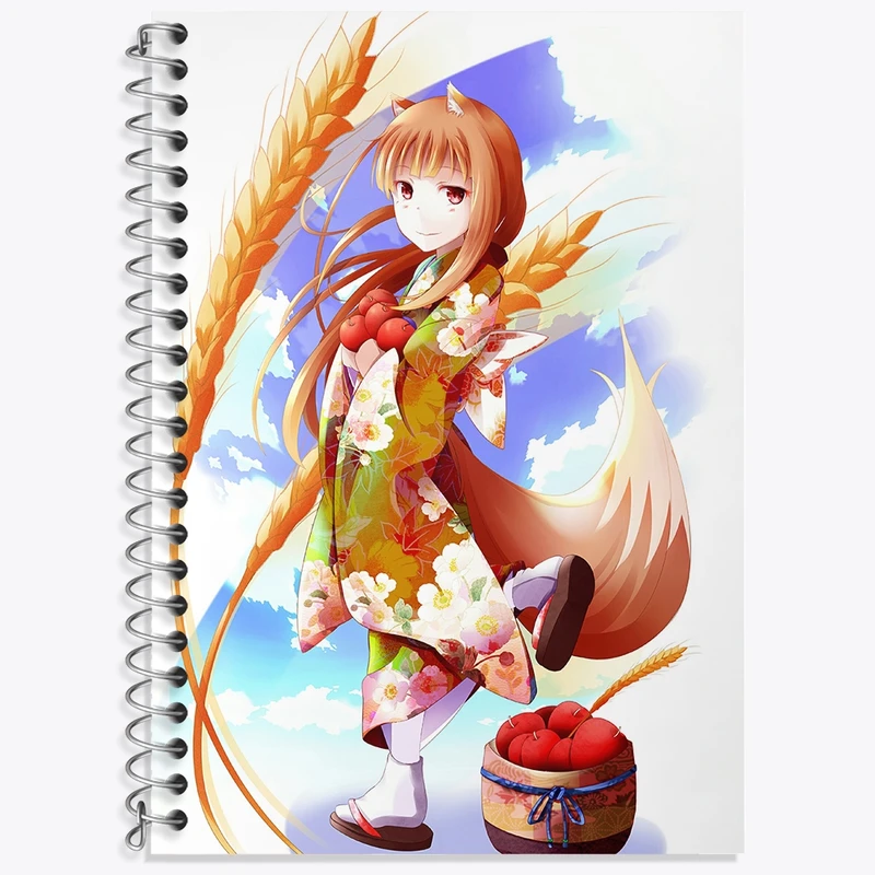 دفتر زبان 50 برگ خندالو مدل دو خط طرح هولو انیمه ادویه و گرگ کد 36131