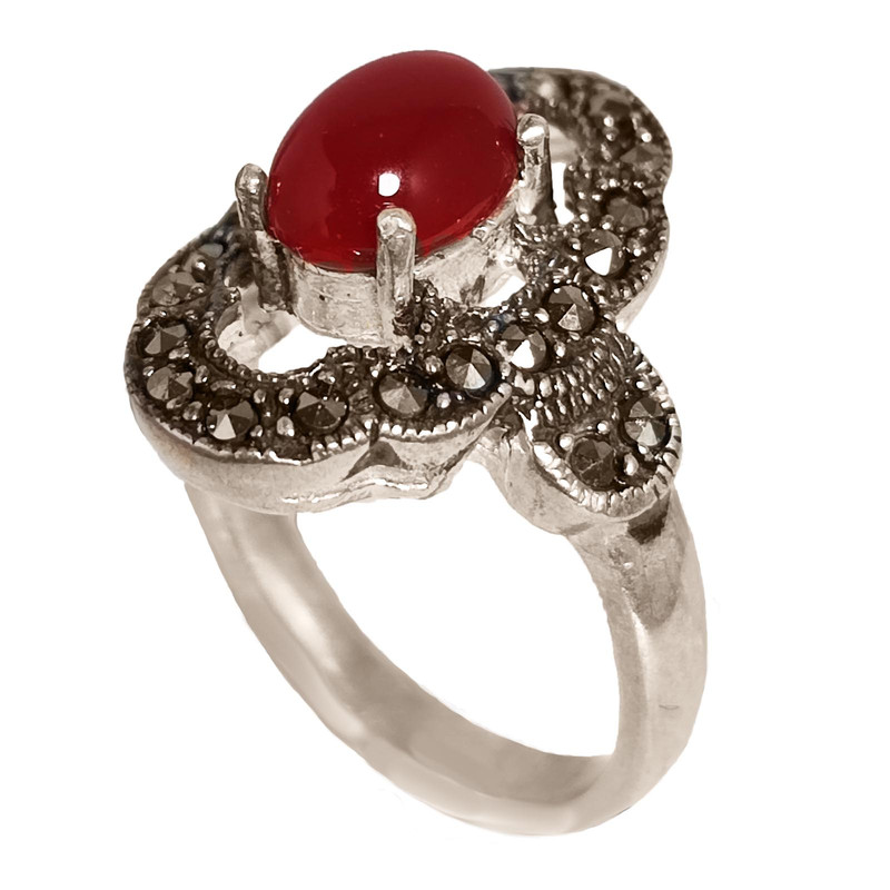 انگشتر نقره زنانه مدل عقیق یمنی YW4214