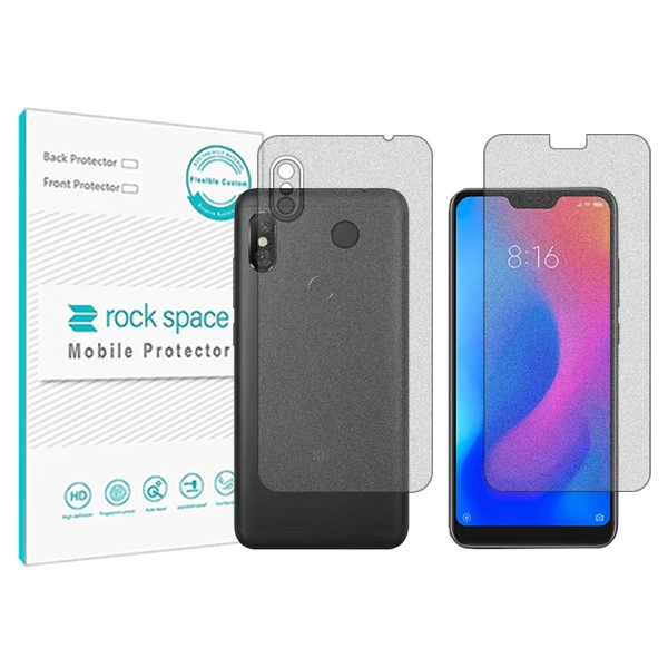 محافظ صفحه نمایش مات راک اسپیس مدل Anti Shock مناسب برای گوشی موبایل شیائومی Redmi Note 6 Pro به همراه محافظ پشت گوشی