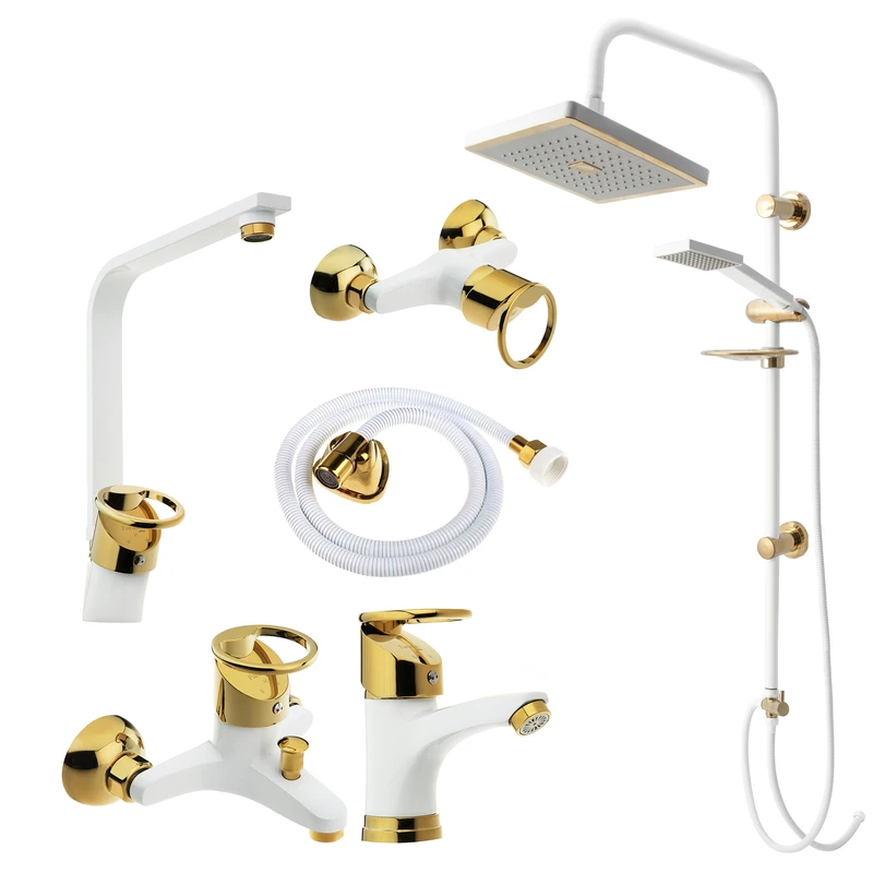 ست شیرآلات شیرآلات بهداشتی و ساختمانی توفیق مدل تنسو النگویی مجموعه 6 عددی