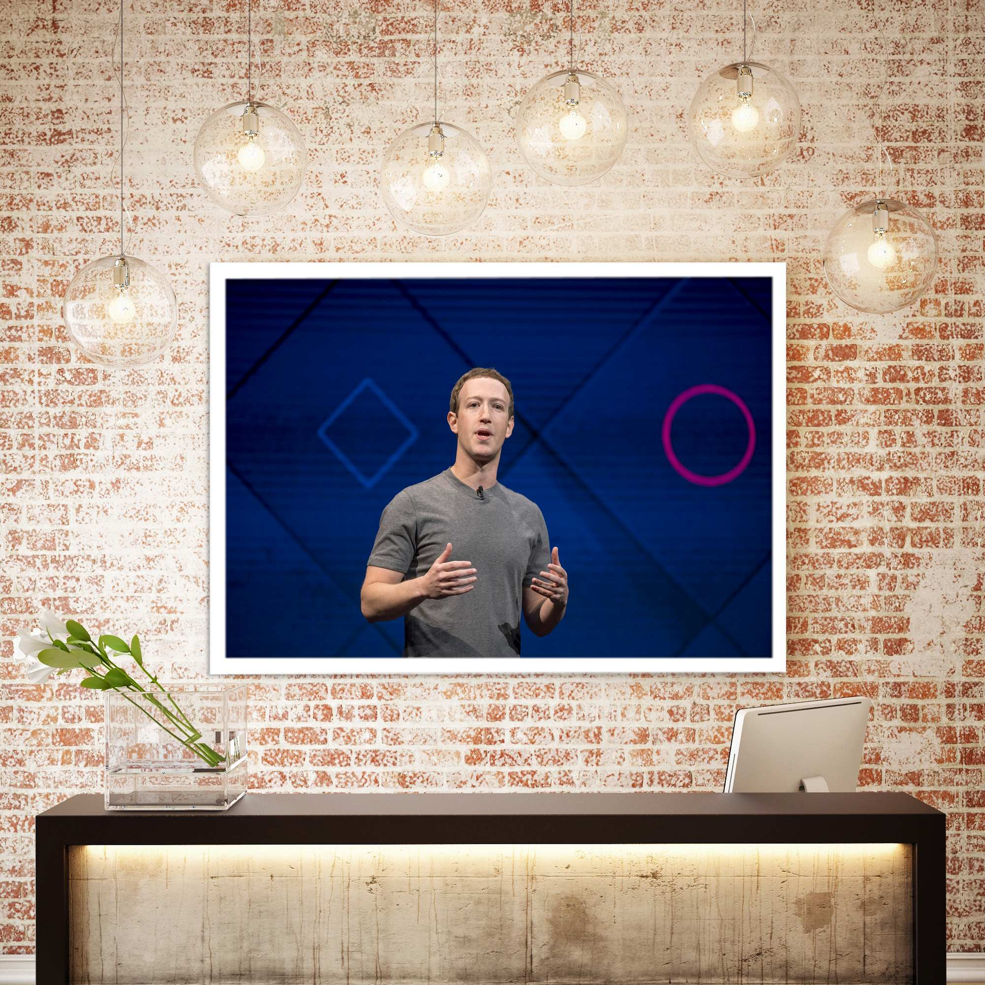 تابلو نوری بکلیت طرح مارک زاکربرگ Mark Zuckerberg مدل لایت باکس W-s1953