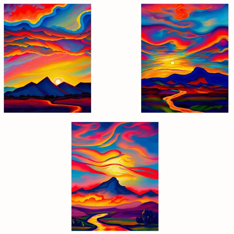 پوستر مدل مستر مناظر نئونی غروب خورشید مجموعه 3عددی