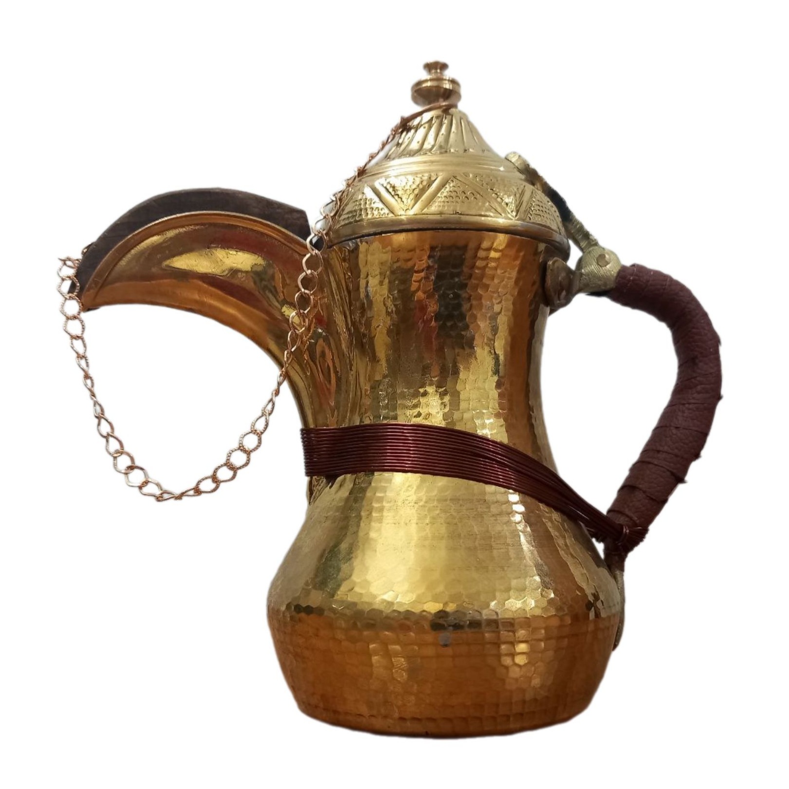 قهوه جوش برنجی مدل دله عربی طرح البیارق سایز 11