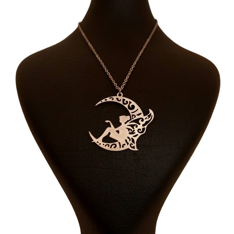 گردنبند زنانه مدل فرشته پری و ماه گردنبند زنانه مدل فرشته پری و ماه