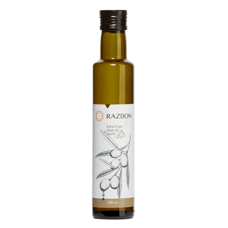 روغن زیتون با بو فرابکر حاوی عصاره طبیعی سیر رزبن -  250 میلی لیتر