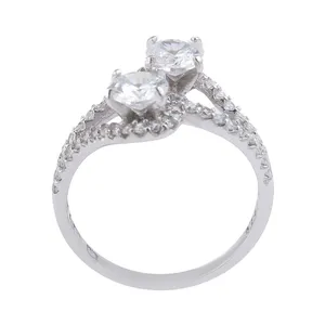 انگشتر نقره زنانه بازرگانی میلادی مدل تک نگین جواهری رکاب رادیوم کد AWR_1175