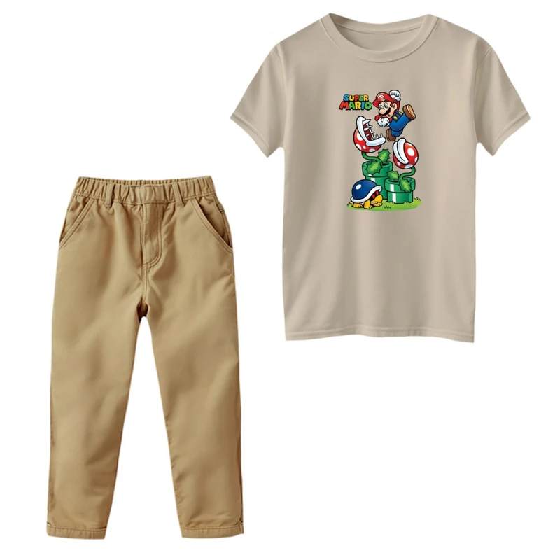 ست تی‌شرت و شلوار پسرانه مدل ماریو کد ۳