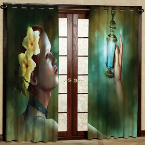 پرده مدل دختر و فانوس هازان پانچی کد 2339 سایز 140x200 سانتی متر