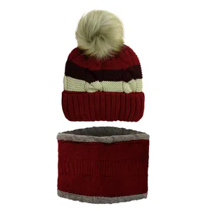 ست کلاه و شال گردن بافتنی بچگانه مدل P-7710