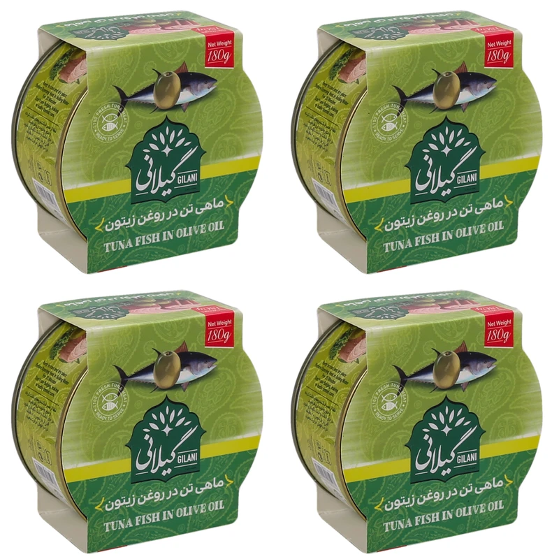 کنسرو ماهی تن در روغن زیتون گیلانی -180 گرم بسته 4 عددی