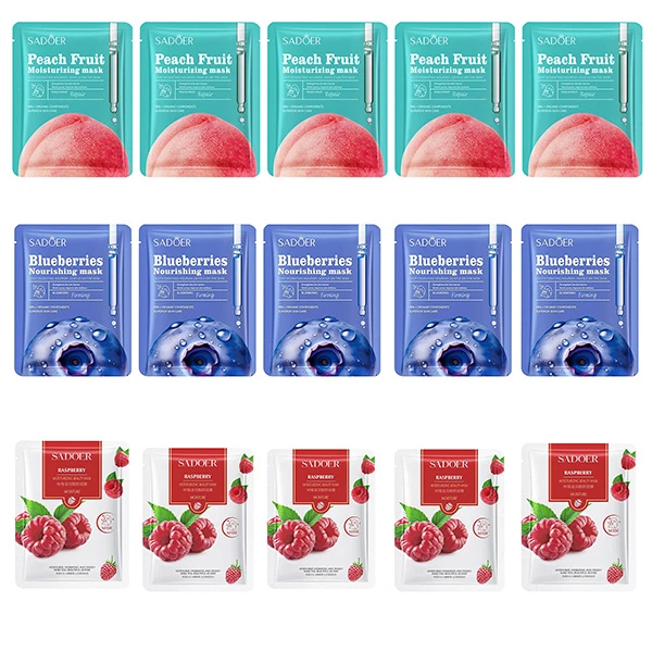ماسک صورت سادور مدل تمشک ، بلوبری و هلو وزن 25 گرم بسته 15 عددی