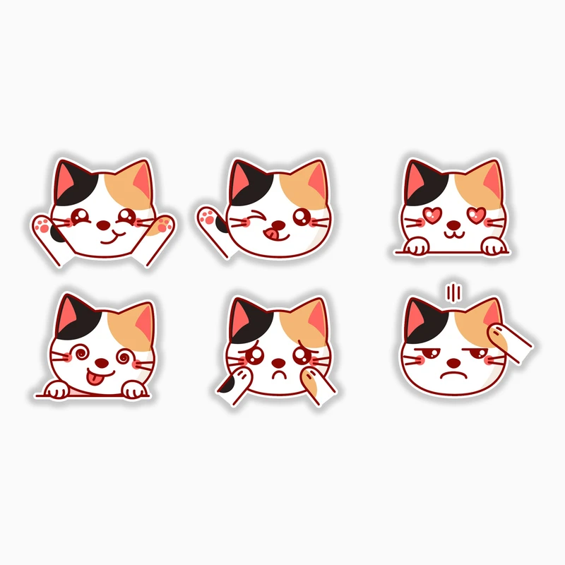 استیکر لپ تاپ و موبایل بووم طرح گربه دوست داشتنی2 کد MM77 مجموعه 6 عددی