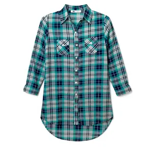 مانتو شومیزی زنانه مدل چهار خانه نخ تایلندی کد ۰۰۵۶