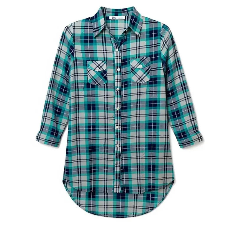 مانتو شومیزی زنانه مدل چهار خانه نخ تایلندی کد ۰۰۵۶