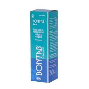 قرص مکمل کلسیم و فسفر سگ و گربه اینتاس مدل bontab بسته 30 عددی