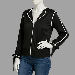 بلوز آستین بلند یقه هفت زنانه مدل حریر مجلسی