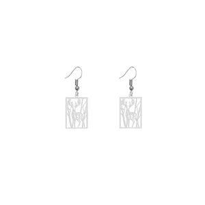 گوشواره نقره زنانه هایکا طرح گوزن و درخت مدل n.ha752