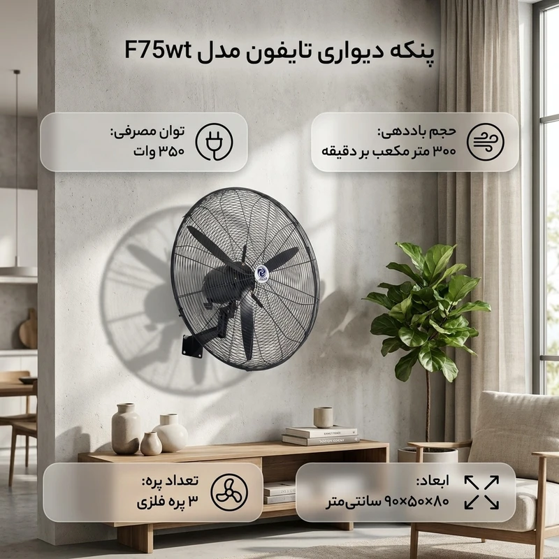 عکس شماره 3 : پنکه دیواری تایفون مدل f75wt