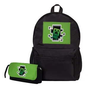 کوله پشتی مدرسه طرح بازی minecraft به همراه جامدادی