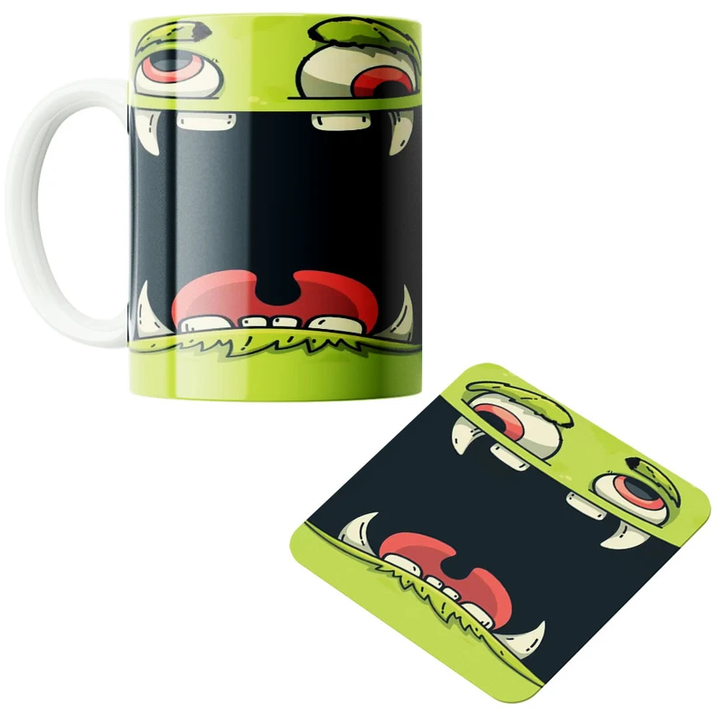 ماگ پاد آفرین مدل هیولا کد 600 به همراه زیر لیوانی 