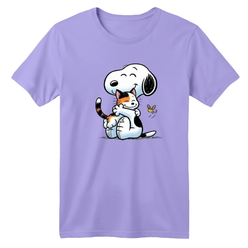 تی‌شرت آستین کوتاه لانگ بچگانه مدل اسوپی و گربه