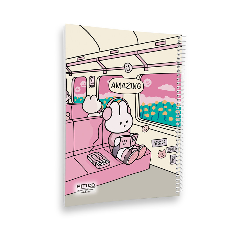 دفتر مشق 60 برگ پیتیکو مدل مجلد طرح خرگوش کیوت کد 381