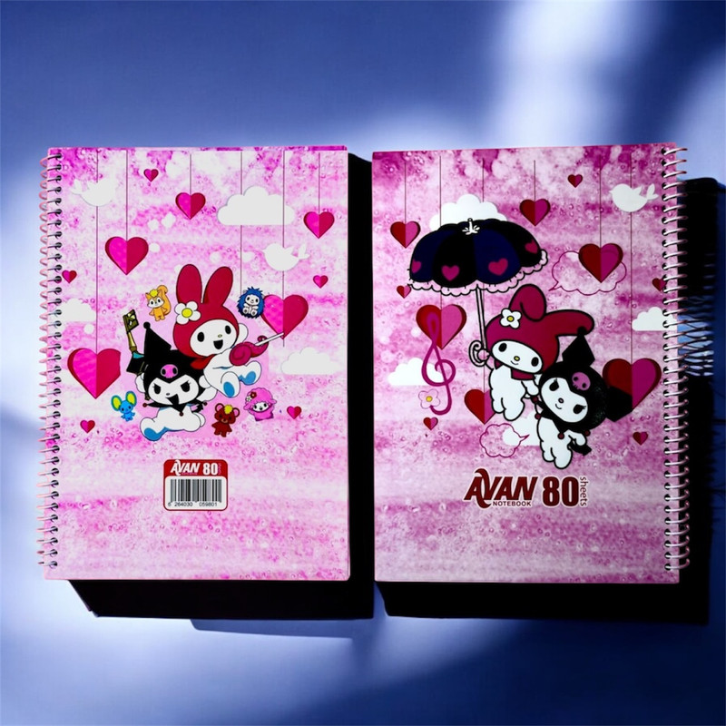 دفتر مشق 80 برگ آوان مدل حاشیه دار طرح کرومی و ملودی کد LF1