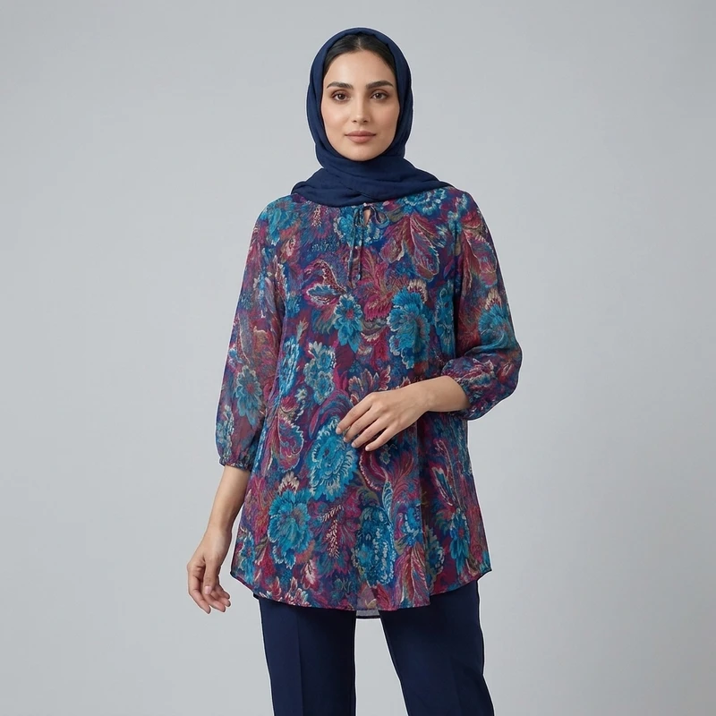 تونیک زنانه گل‌دار مدل باغ بهار