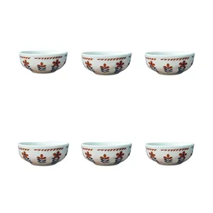 پیاله مدل ماست خوری طرح گل بسته 6 عددی