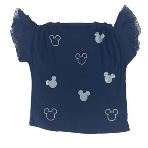 بلوز آستین کوتاه زنانه مدل میکی رنگ سرمه ای