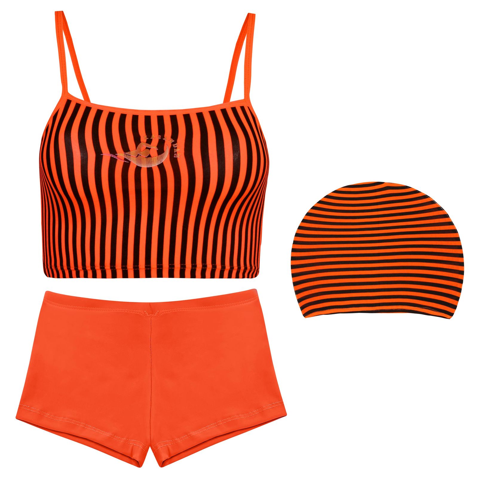 ست 3 تکه مایو دخترانه ماییلدا مدل 4409 رنگ نارنجی - - 1