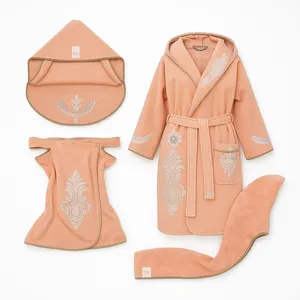 سرویس حوله پالتویی 5 تکه باران مدل تیهو