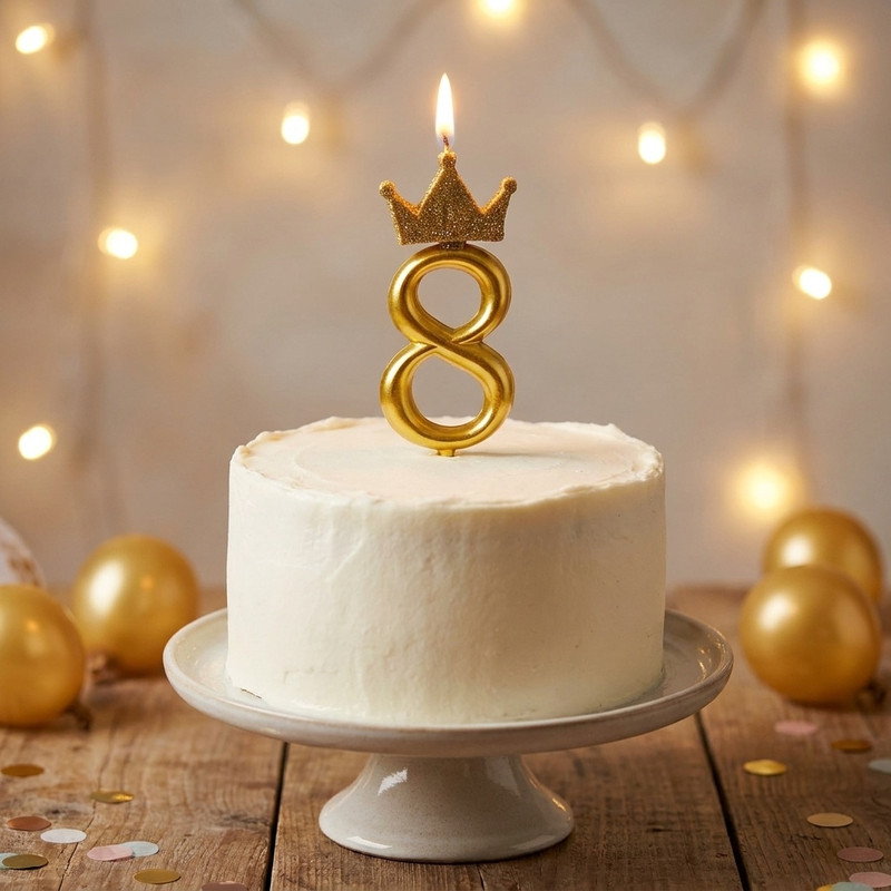 شمع تولد مدل تاج کوئین اکلیلی عدد 8