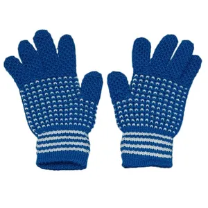دستکش بافتنی بچگانه مدل M01 رنگ آبی