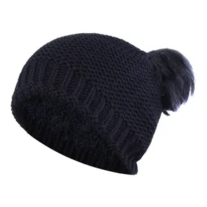 کلاه بافتنی مدل داخل خز پوم دار سام کد 260