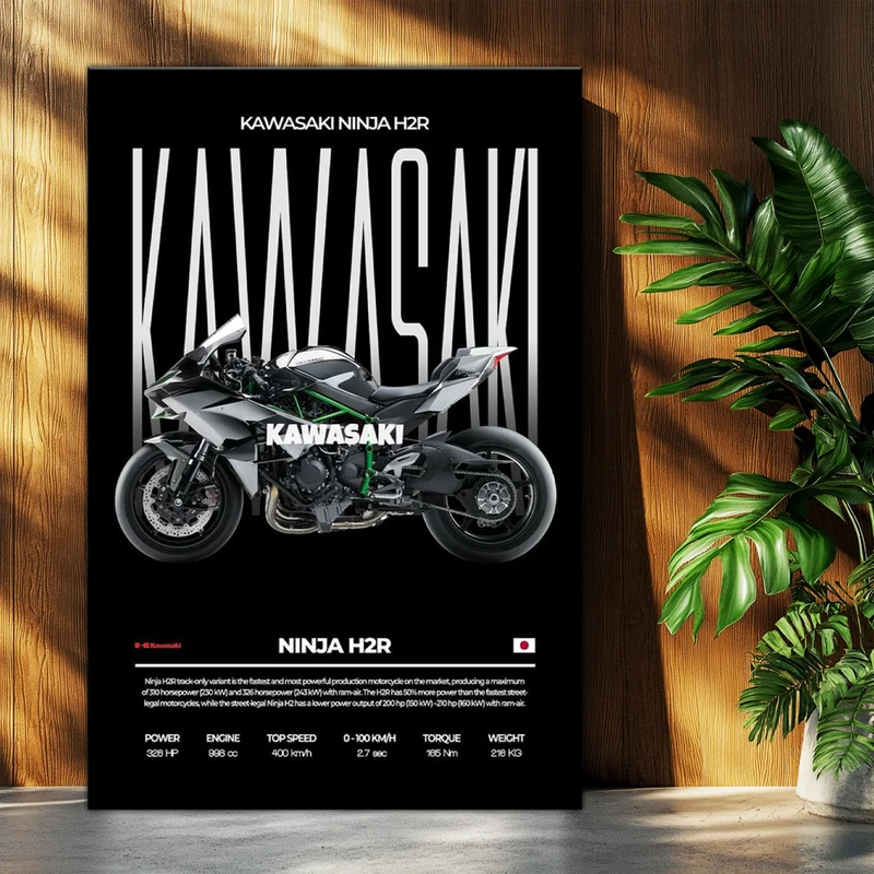 تابلو شاسی بکلیت طرح موتور سنگین نینجا کاوازاکی NINJA KAWASAKI H2R مدل T-po1692